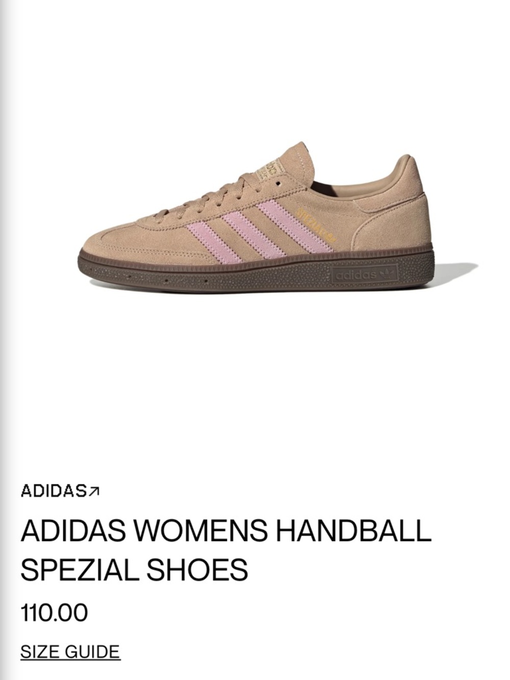 ADIDAS WOMENS HANDBALL SPEZIAL SHOES  - tan/pink never been worn! - Picture 4 of 4
